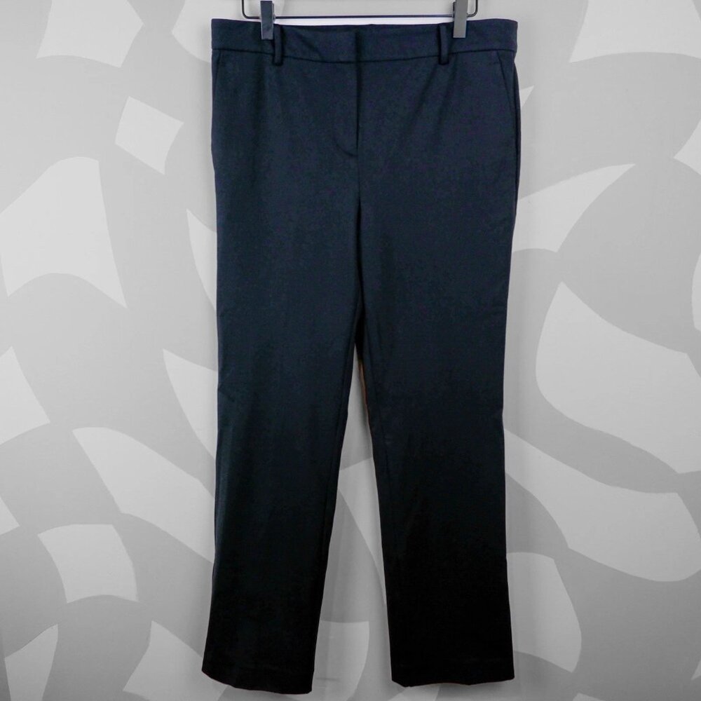 Ann Taylor Black Flat Front Mid Rise Sophia Straight Dress Pants | 8